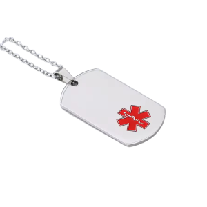 Medical Alert Engravable Necklace Silver